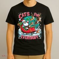 Christmas Cats For Everybody Funny Santa T-Shirt thumb 3