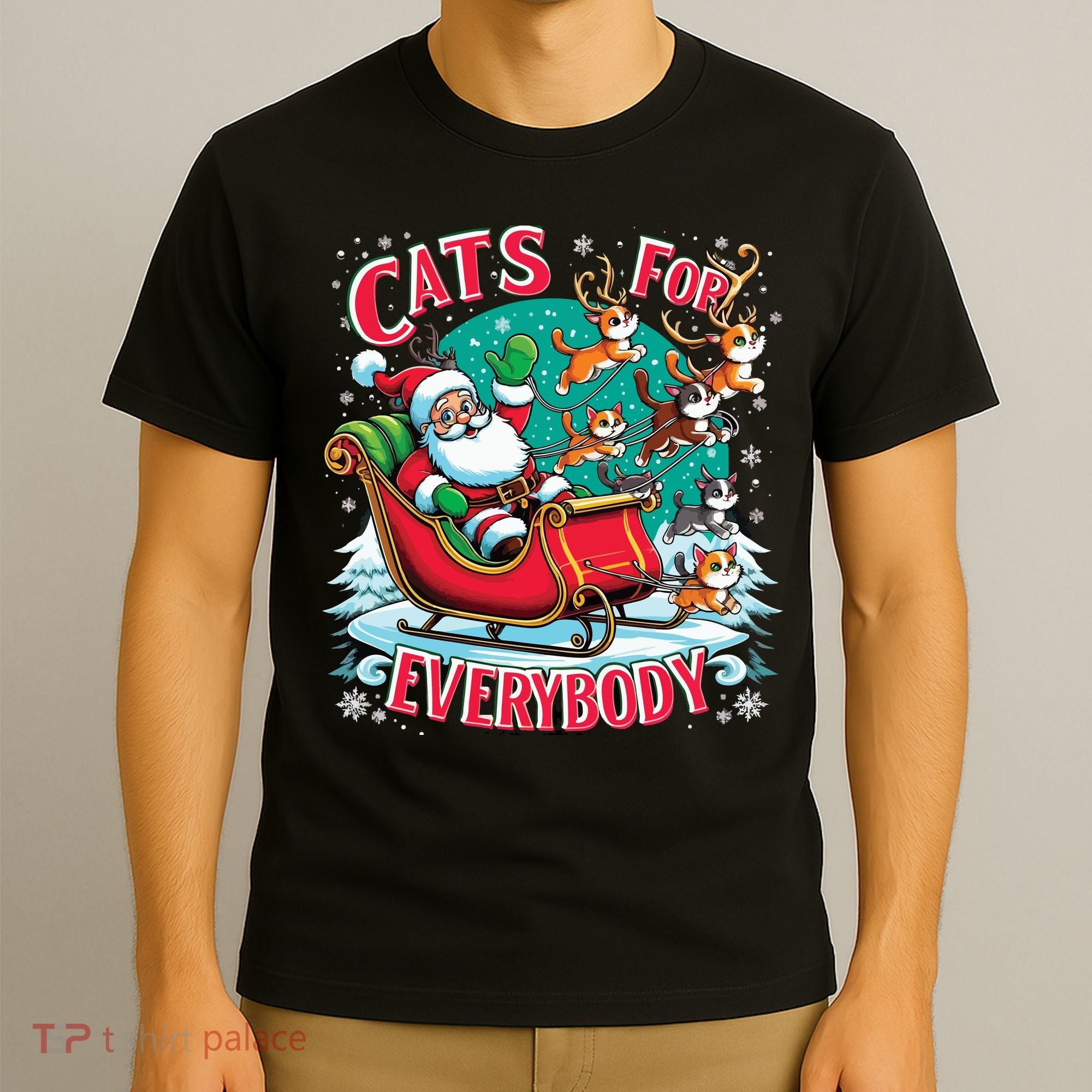 Christmas Cats For Everybody Funny Santa T-Shirt