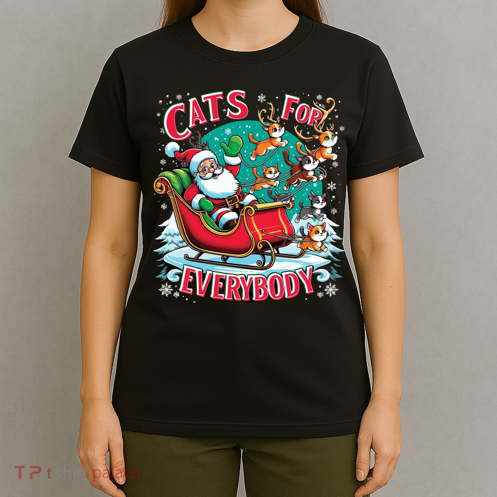 Christmas Cats For Everybody Funny Santa T-Shirt