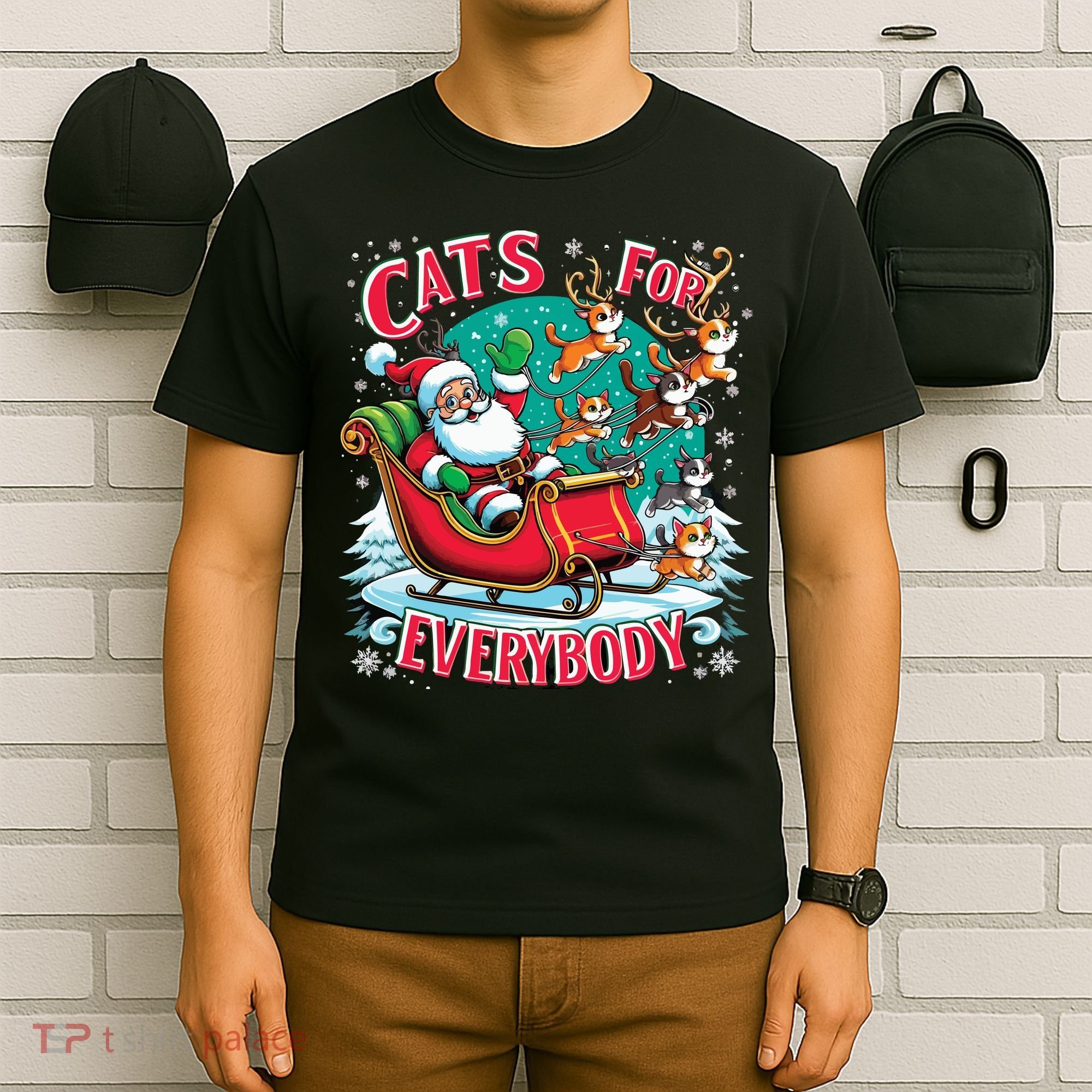 Christmas Cats For Everybody Funny Santa T-Shirt