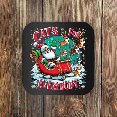 Christmas Cats For Everybody Funny Santa Coaster