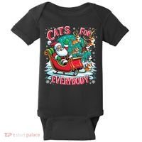 Christmas Cats For Everybody Funny Santa Baby Bodysuit thumb 0