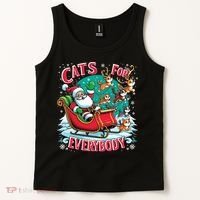Christmas Cats For Everybody Funny Santa Tank Top thumb 2