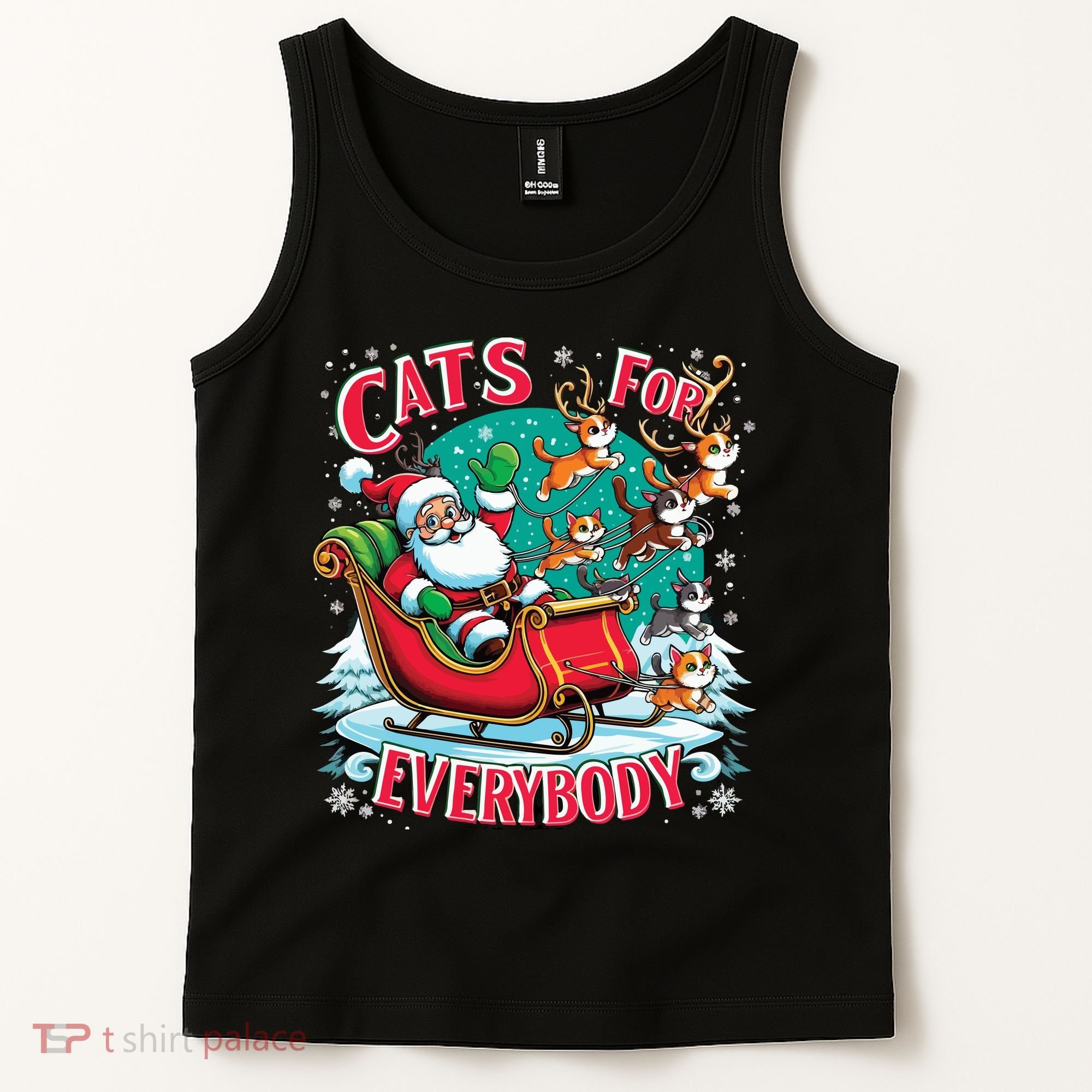 Christmas Cats For Everybody Funny Santa Tank Top