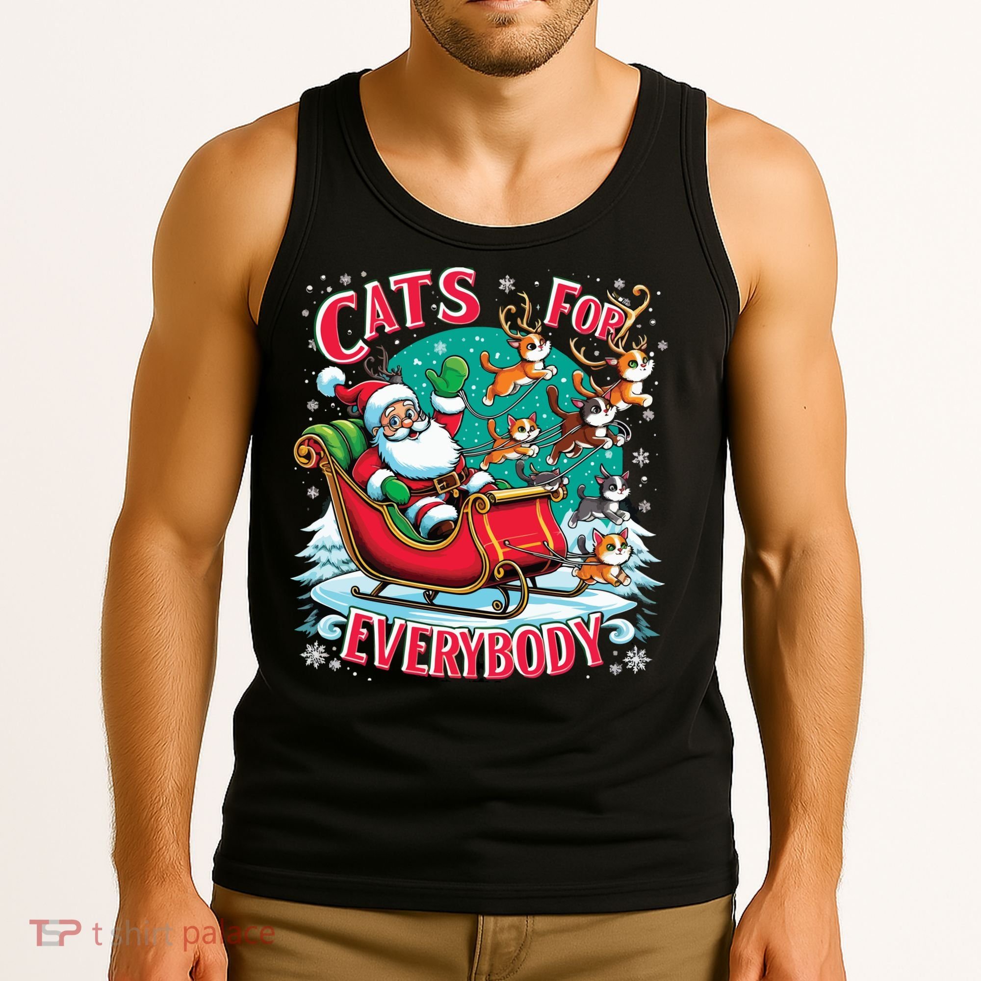 Christmas Cats For Everybody Funny Santa Tank Top