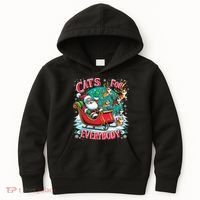 Christmas Cats For Everybody Funny Santa Kids Hoodie thumb 0