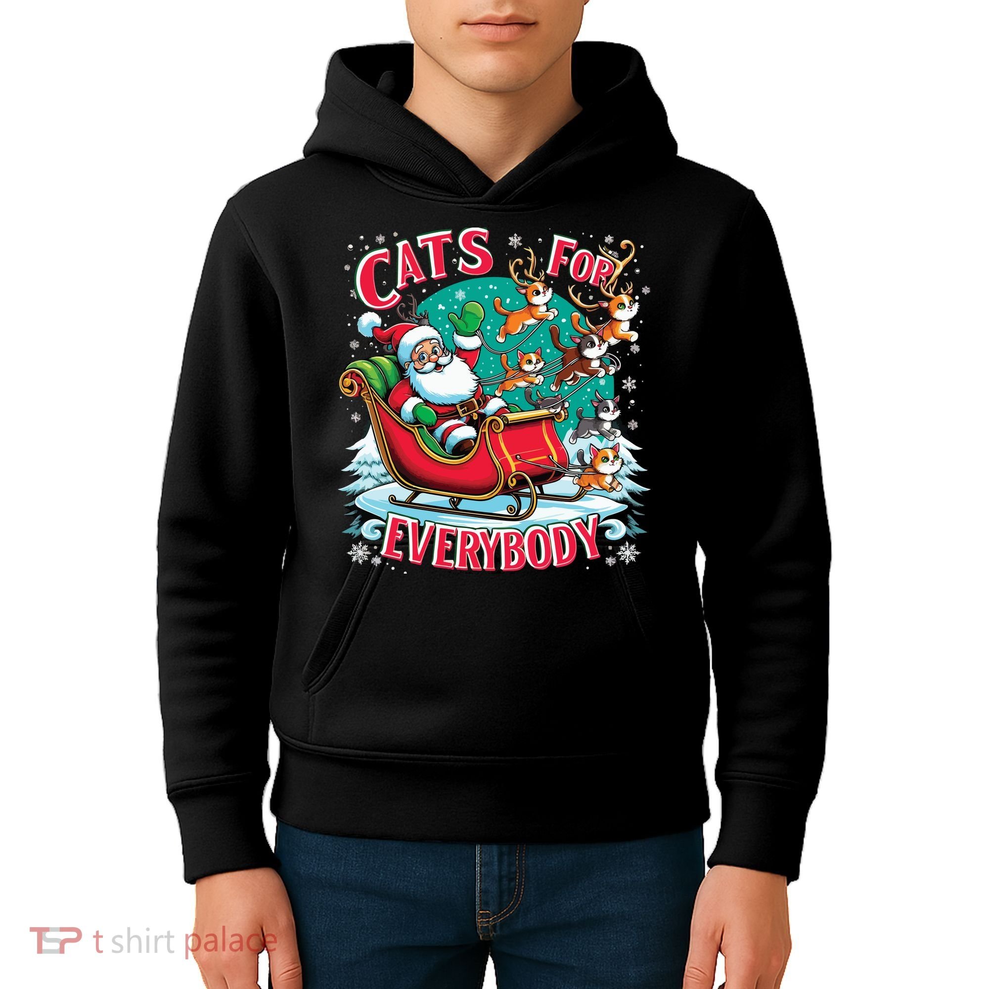 Christmas Cats For Everybody Funny Santa Kids Hoodie