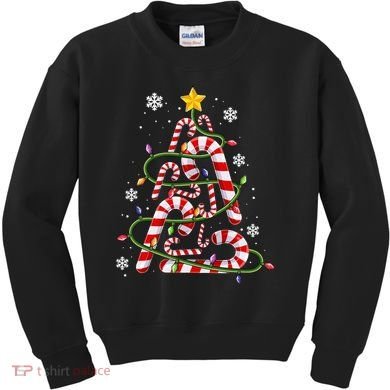 Candy Cane For Family Christmas Tree Lights Kids Sweatshirt