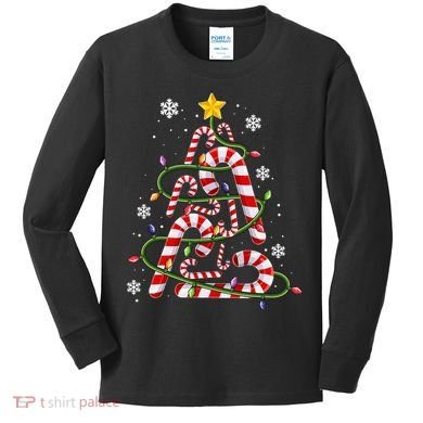 Candy Cane For Family Christmas Tree Lights Kids Long Sleeve Shirt