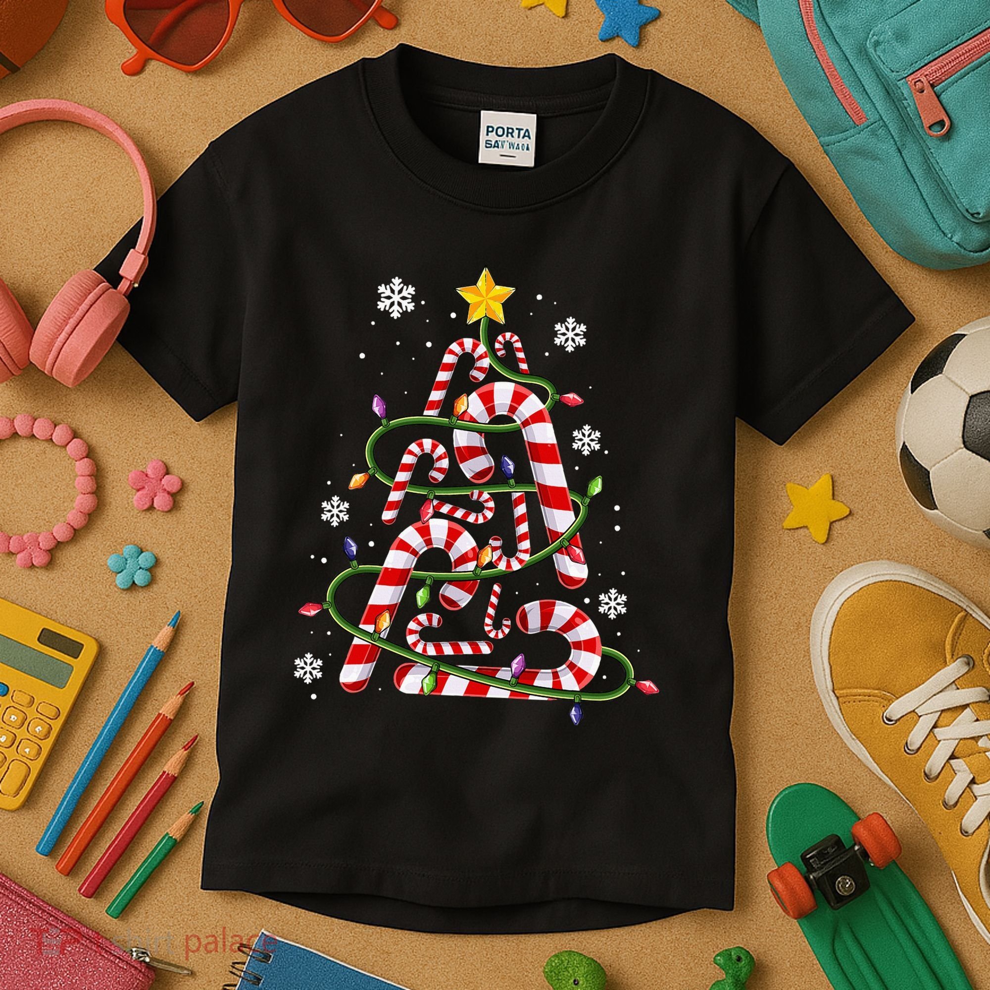 Candy Cane For Family Christmas Tree Lights Kids T-Shirt