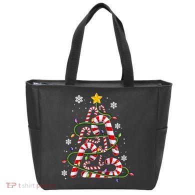 Candy Cane For Family Christmas Tree Lights Tote Bag