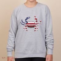 Cool Crab Flag Patriotic Crabbing Women's Sweatshirt thumb 0