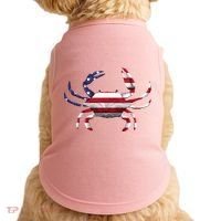 Cool Crab Flag Patriotic Crabbing Doggie Tank thumb 0
