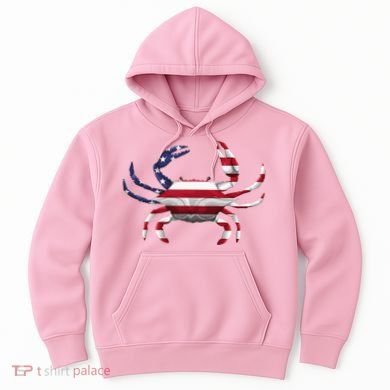 Cool Crab Flag Patriotic Crabbing Hoodie