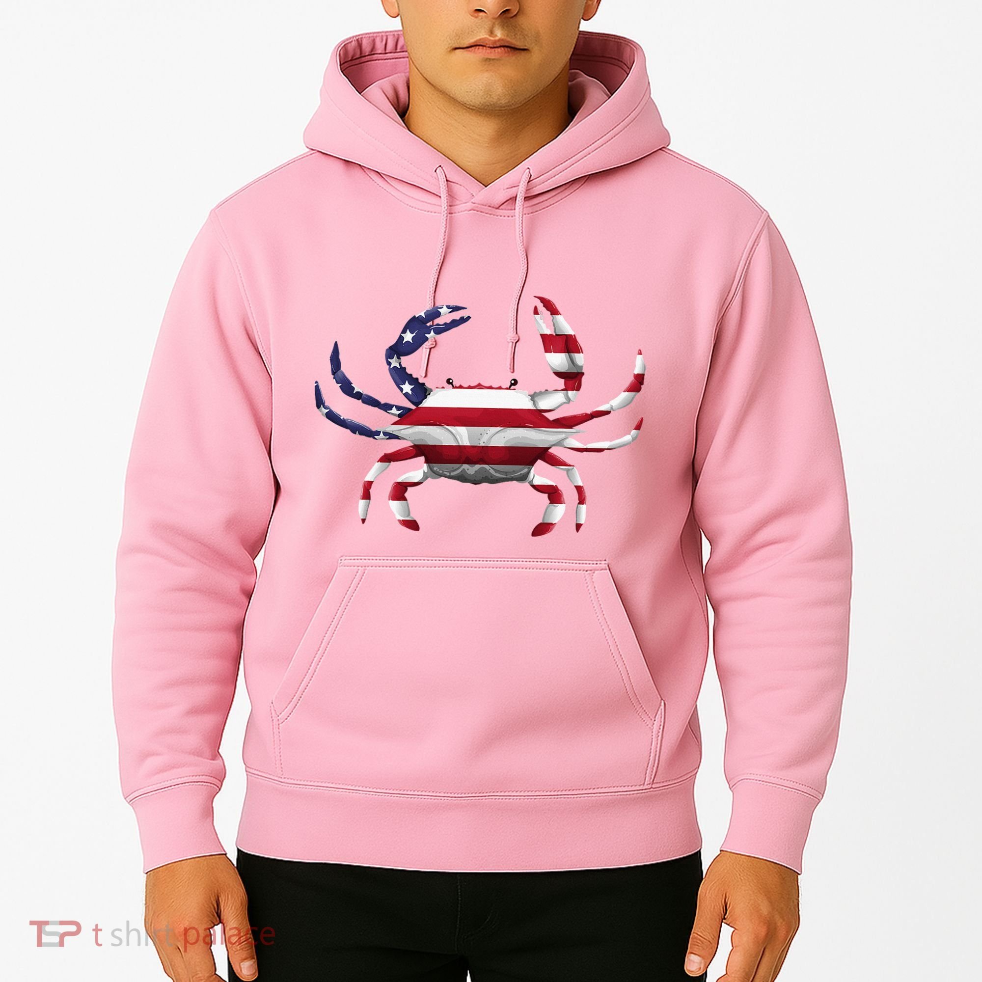 Cool Crab Flag Patriotic Crabbing Hoodie