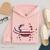Cool Crab Flag Patriotic Crabbing Hoodie thumb 4