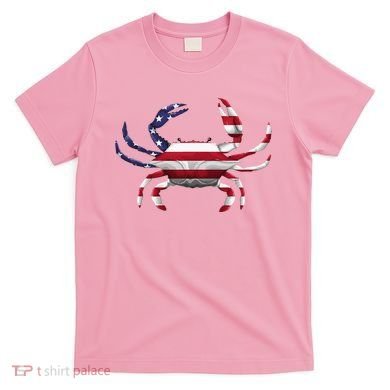 Cool Crab Flag Patriotic Crabbing T-Shirt