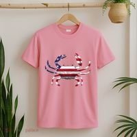 Cool Crab Flag Patriotic Crabbing T-Shirt thumb 2