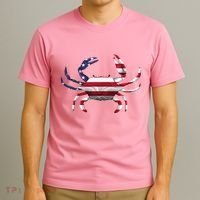 Cool Crab Flag Patriotic Crabbing T-Shirt thumb 3