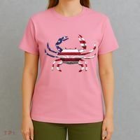 Cool Crab Flag Patriotic Crabbing T-Shirt thumb 4