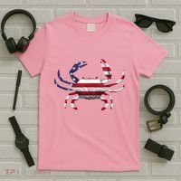 Cool Crab Flag Patriotic Crabbing T-Shirt thumb 5