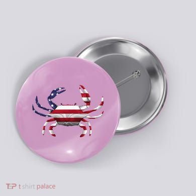 Cool Crab Flag Patriotic Crabbing Button