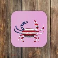Cool Crab Flag Patriotic Crabbing Coaster thumb 0