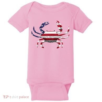 Cool Crab Flag Patriotic Crabbing Baby Bodysuit