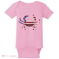 Cool Crab Flag Patriotic Crabbing Baby Bodysuit thumb 0