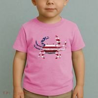 Cool Crab Flag Patriotic Crabbing Toddler T-Shirt thumb 2