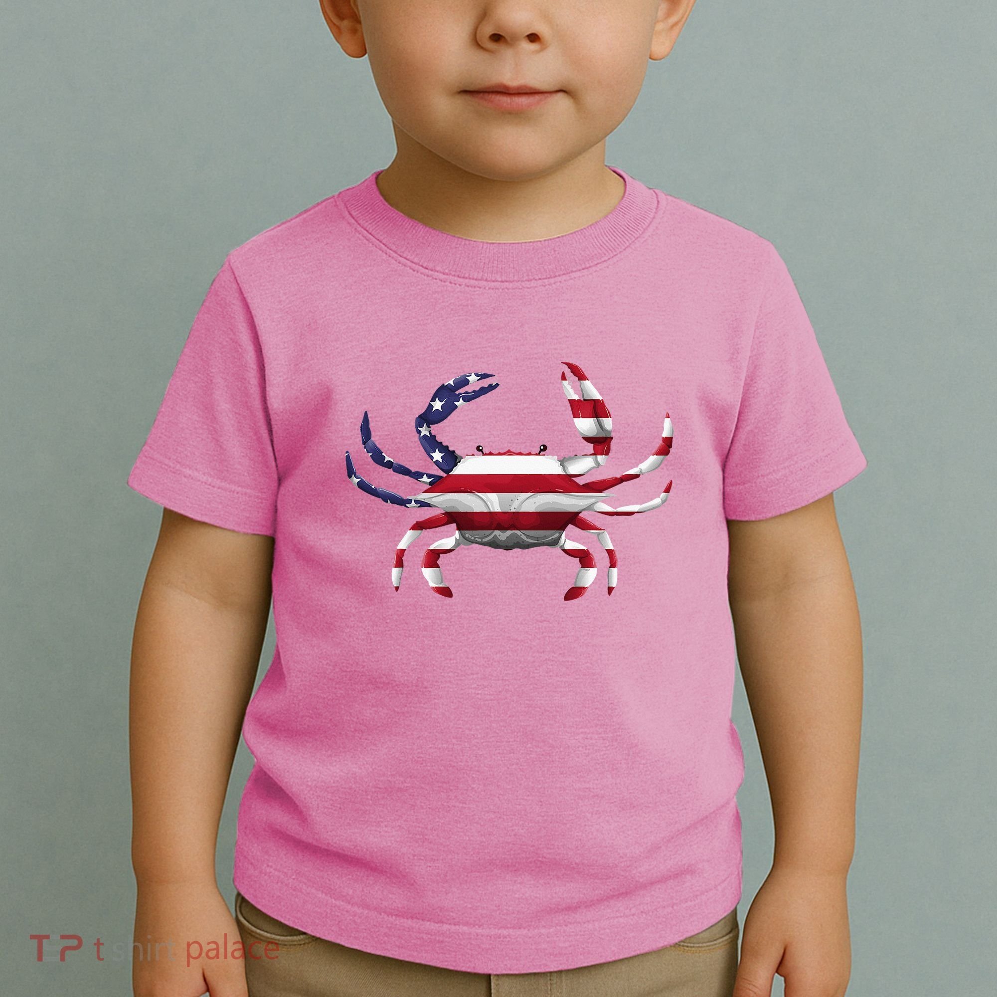 Cool Crab Flag Patriotic Crabbing Toddler T-Shirt