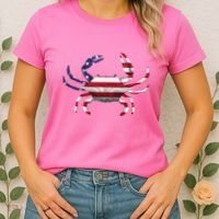 Cool Crab Flag Patriotic Crabbing Women's T-Shirt thumb 2