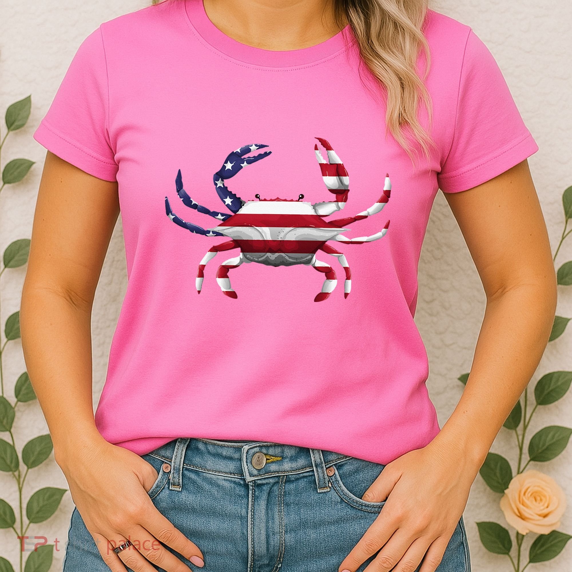 Cool Crab Flag Patriotic Crabbing Women's T-Shirt