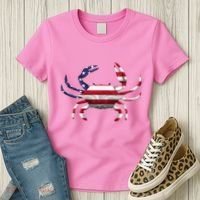 Cool Crab Flag Patriotic Crabbing Women's T-Shirt thumb 3