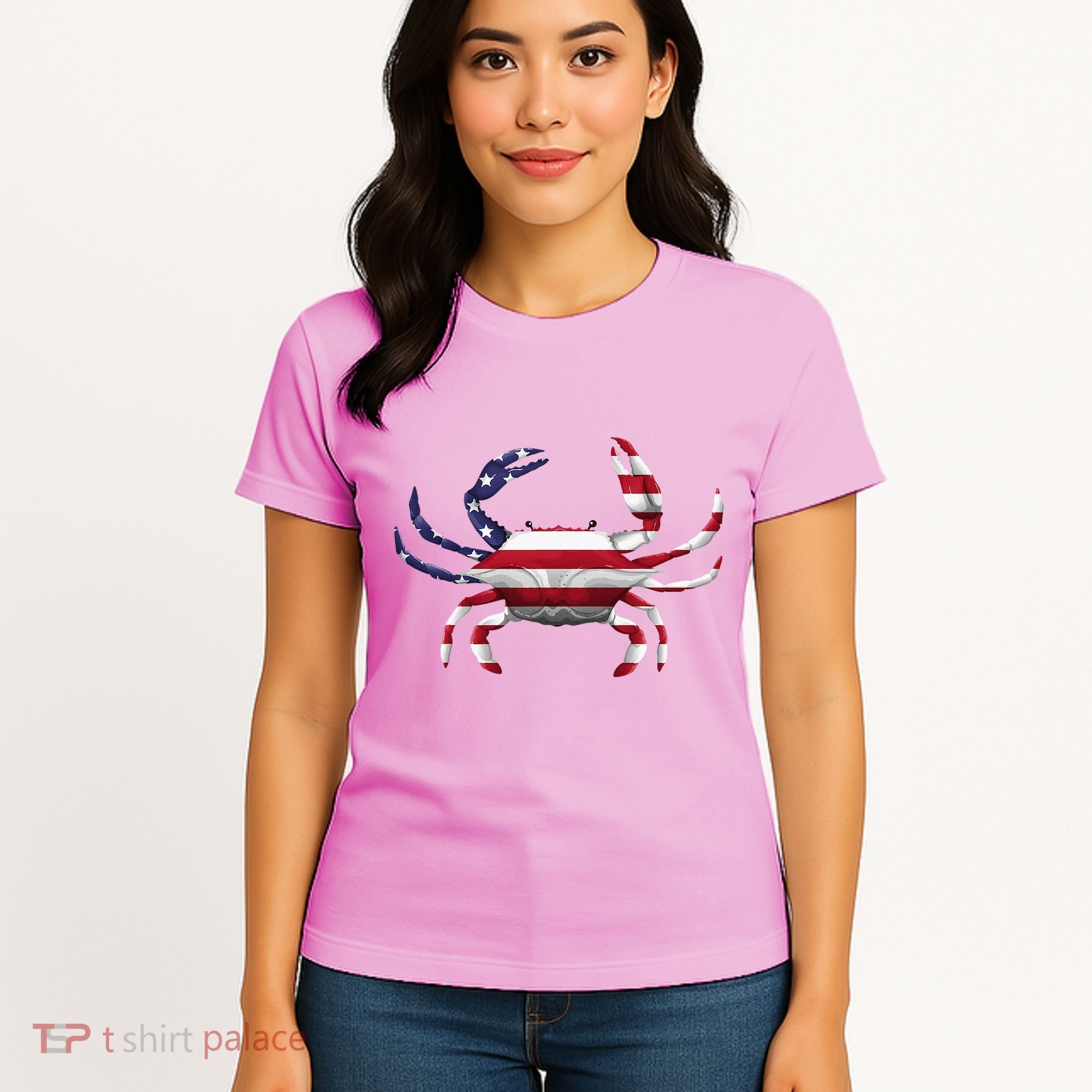 Cool Crab Flag Patriotic Crabbing Women's T-Shirt