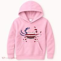 Cool Crab Flag Patriotic Crabbing Kids Hoodie thumb 0