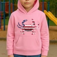 Cool Crab Flag Patriotic Crabbing Kids Hoodie thumb 2