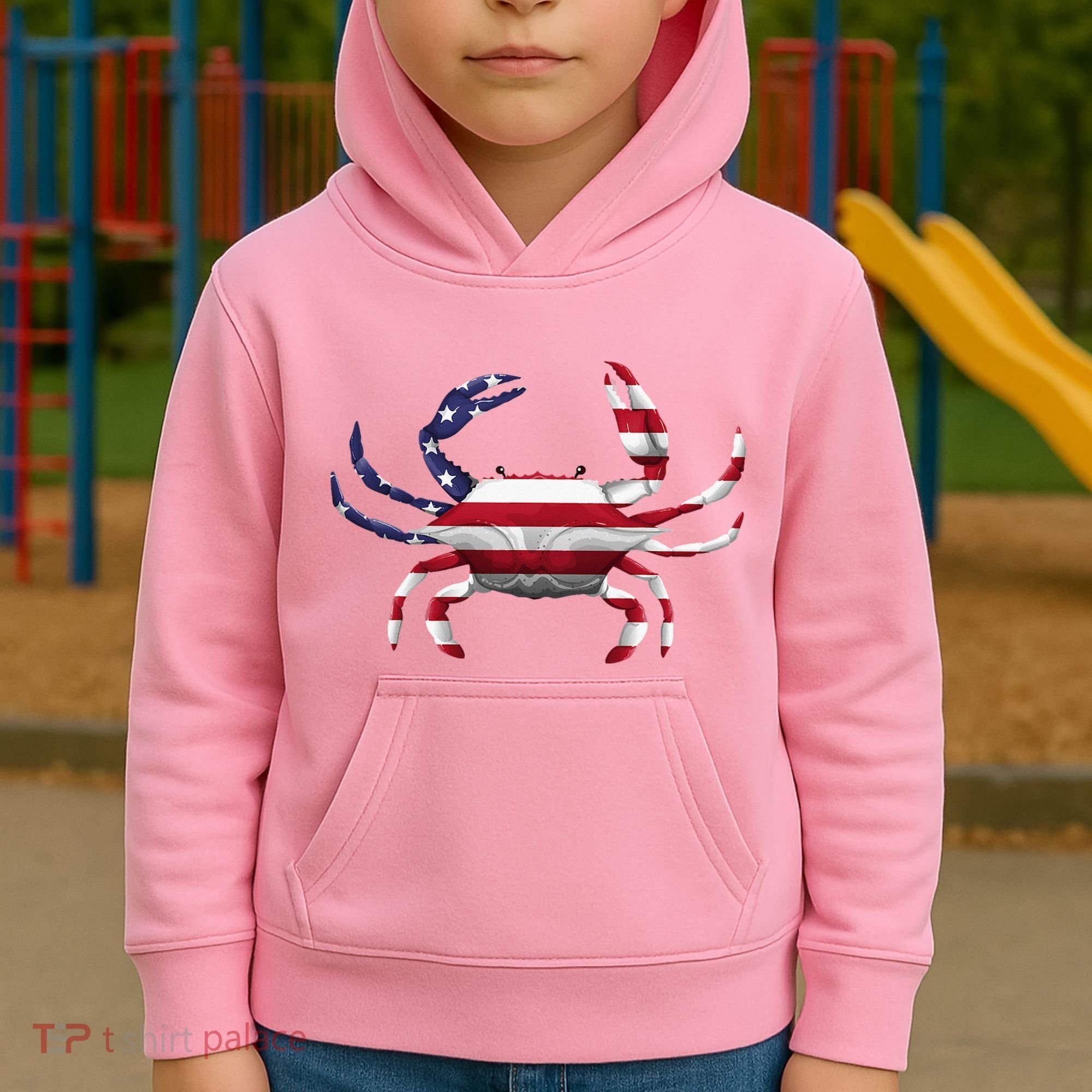 Cool Crab Flag Patriotic Crabbing Kids Hoodie