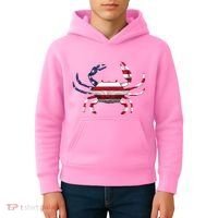 Cool Crab Flag Patriotic Crabbing Kids Hoodie thumb 4