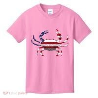 Cool Crab Flag Patriotic Crabbing Kids T-Shirt thumb 0