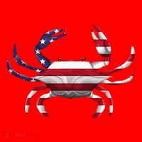 Cool Crab Flag Patriotic Crabbing Santa Hat thumb 1