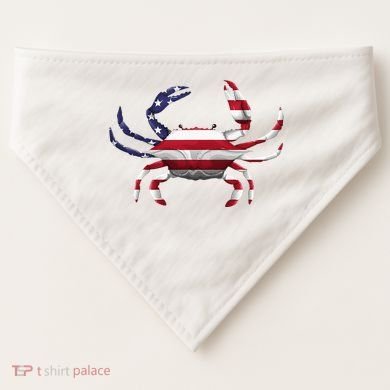 Cool Crab Flag Patriotic Crabbing USA-Made Doggie Bandana