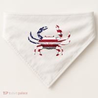 Cool Crab Flag Patriotic Crabbing USA-Made Doggie Bandana thumb 0