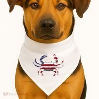 Cool Crab Flag Patriotic Crabbing USA-Made Doggie Bandana thumb 1