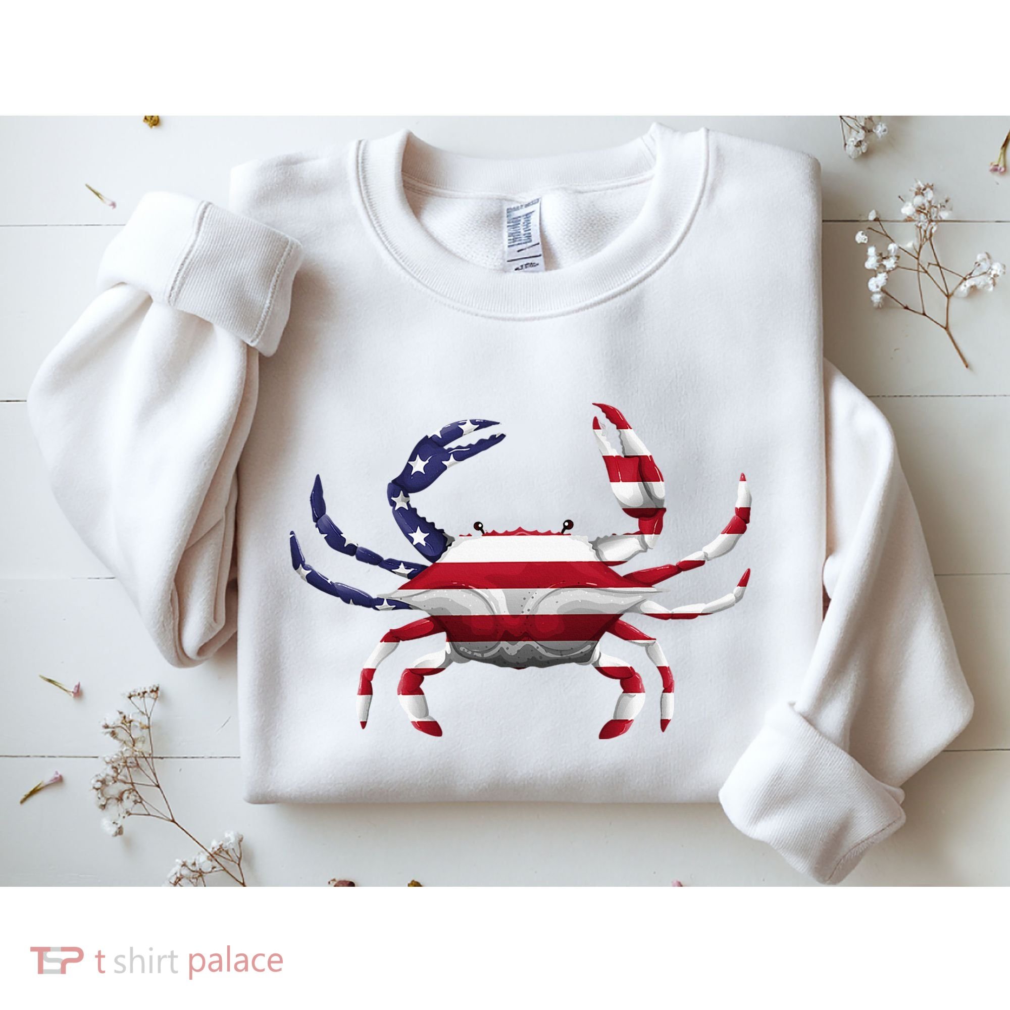 Cool Crab Flag Patriotic Crabbing Sweatshirt