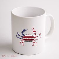 Cool Crab Flag Patriotic Crabbing Coffee Mug thumb 1