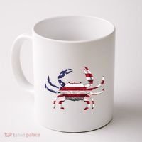 Cool Crab Flag Patriotic Crabbing Coffee Mug thumb 0