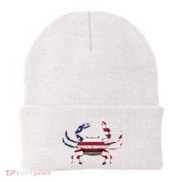 Cool Crab Flag Patriotic Crabbing Beanie thumb 0