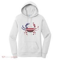 Cool Crab Flag Patriotic Crabbing Women's Hoodie thumb 0
