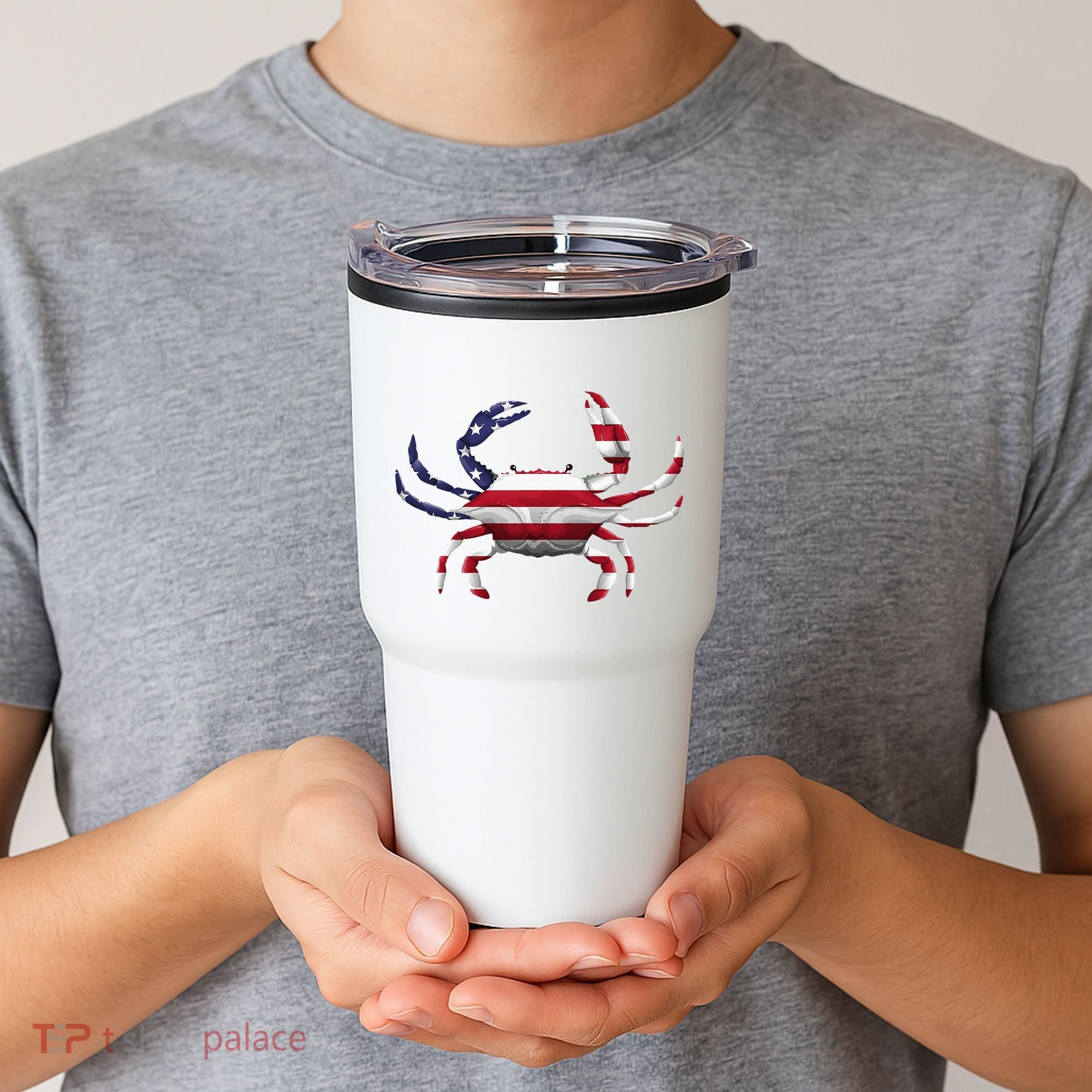 Cool Crab Flag Patriotic Crabbing Tumbler